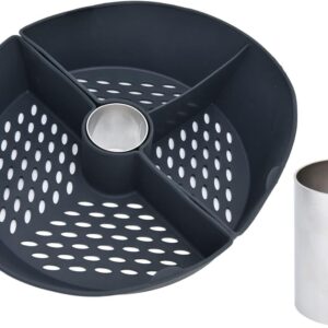 Cooking Chamber Divider, Pan Cook Divider Tray Food Processor Accessory, Made of Non Stick Silicone And 304 Stainless Steel, Steam Cooking Divider Compatible with TM5 TM6