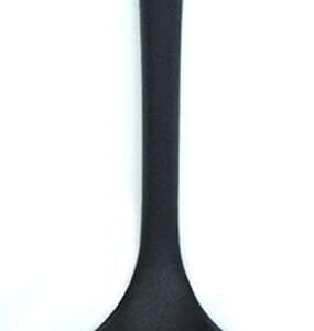 Flexible silicone Slotted Skimmer Spatula Long Handle Ladle Spoon Cooking Gadget for Home Use (Black)