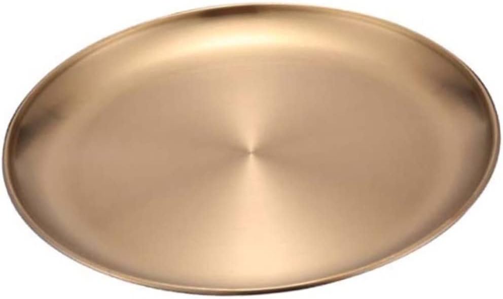 Unomor 1Pc Stainless Steel Food Serving Plate Golden Kitchen Gadget for Home Use and Dish for Storage of Bread Nuts and Desserts Present Choice