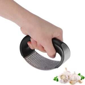 Garlic Press Masher, Home Kitchen Mincer Tool Stainless Steel Garlic Presser Crusher Squeezer Masher Professional Kitchen Gadgets Garlic Chopper with Handle for Smash Garlic