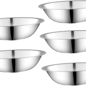 PRETYZOOM 5pcs Stainless Steel Mixing Bowls Deep Kitchen Food Basins for Salads Fruits and Seasoning Practical Kitchen Gadgets for Home and Restaurant Use