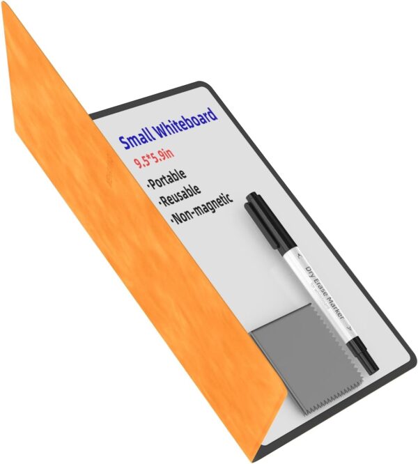 Portable Small White Board Dry Erase Board, Reusable 9.5 * 6.6in Notebook Memo, Office Home Supplies Desk Accessories MH760 (Orange)