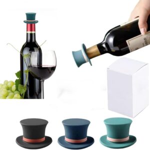 Wine Bottle Stopper Silicone,Funny Red Wine Stopper Novelty Wine Stoppers,Reusable Wine Saver,Gentleman Hat Reseal Beer Saver for Wine,Beer,Champagne,Soda,Homebrew,Beverage Kitchen Gadgets（3Packs）