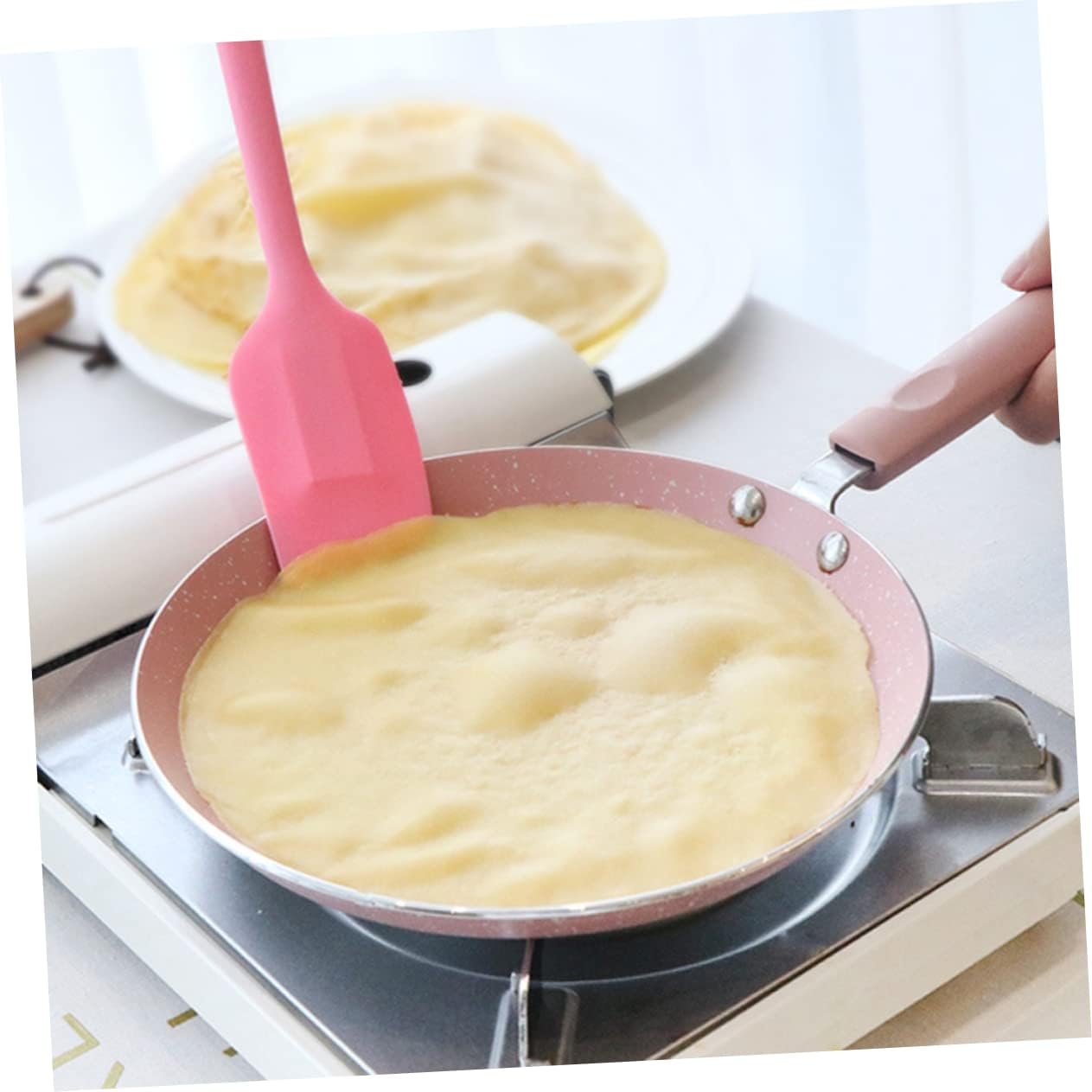 PRETYZOOM Aluminum Non Stick Frying Pan Pink Omelette Pancake Pan Kitchen Gadget for Home Restaurant Easy Release Surface Design for Quick Cooking - Image 8