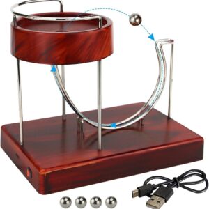 Perpetual Motion Machine, Rolling Balance Kinetic Art Electric Perpetual Motion Device Desk Toy, Perpetual Marble Machine Science Physics Gadget Office Home Desk Ornament (Kinetic Art with Battery)