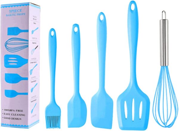 5 Pcs Silicone Cooking Utensil Set, Egg Beater Kitchen Scraper Oil Brush, Kitchen Utensil for Home Bakery - Image 7