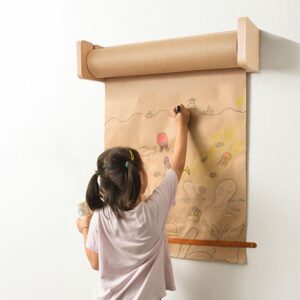 DIY Room Kraft Paper Dispenser Wall, 18 25 Inch Leather Strap Paper Roller with Cutter Artwork to-do Lists, Ideas Ideal for Home, Rolling Notepad/Message Holder Board, Easy to Install (Size : 64cm/25