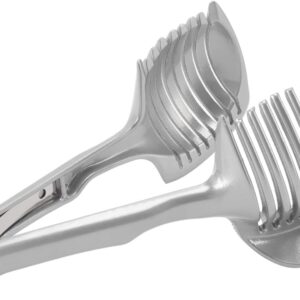Onion Slicer, Multipurpose Handheld Round Fruit Tongs Aluminium Alloy Onion Holder Tomato Slicer Lemon Cutter Easy Slicing Kiwi Fruits and Vegetable Tools Kitchen Cutting Aid Gadgets