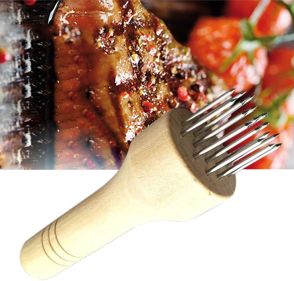 Stainless Steel Meat Tenderizer Mallet Wood Handle Meat Blades Needle Food Processing Gadget Beef Pork Kitchen Accessories - Image 5