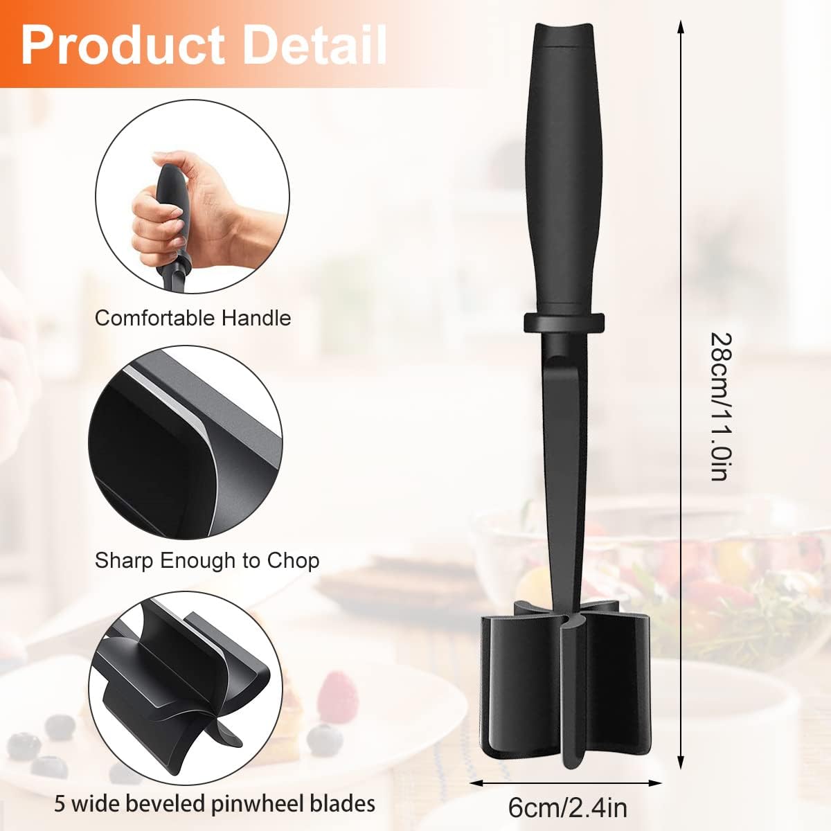 Meat Chopper Silicone Heat Resistant Meat Chopper for ground beef with Non-slip Handle Nylon Meat Masher Multifunctional Hamburger Chopper Beef Masher Non Stick Mix Chopper for Home Kitchen(1PCS) - Image 6