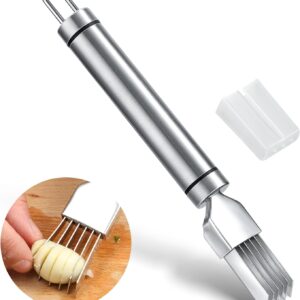 Stainless Steel Green Onion Knife, Green Onion Cutter Slicer Scallion Cutter Shred Knife Blade Slice Cutlery Vegetable Slicer Shredder Kitchen Tool for Home Restaurant Hotel