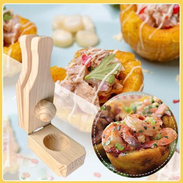 Banana Smasher Maker, Wooden Tostonera Plantain Press Banana Smasher Maker, Bacon Banana Basket Mold Kitchen Tools, Tostones and Plantain Cups for Tostones and Stuffed Plantains - Image 5