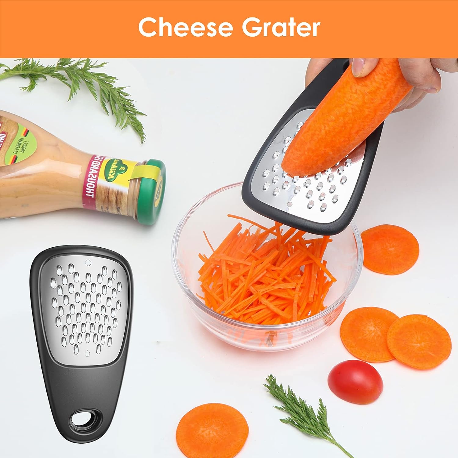 Kitchen Unique Gadgets Set 6 Pieces, Space Saving, Cheese Grater, Bottle Opener, Fruit Vegetable Peeler, Pizza Cutter, Garlic Ginger Grinder, Herb Stripper Gift Set - Image 2