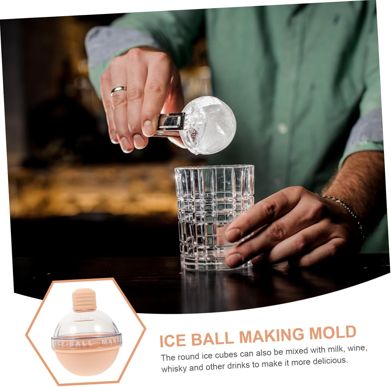 LIFKOME Whiskey Ice Mold Ice Ball Maker Gadget for Home Use Housewarming Present and Design - Image 3