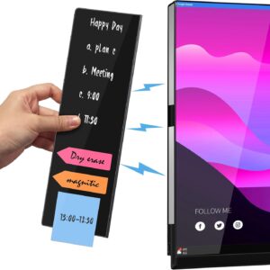 Magnetic Monitor Memo Board for Computer, Acrylic Message Reminder Board for Moniter Side, Office Desk Accessories for Women Men, Computer Sticky Note Holder Home Office Memo Holder, Black
