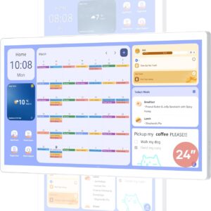 Cozyla 24 Inch Digital Calendar Wall Touch Screen Syncs All Android Tablet Apps To Do List Notepad Electronic Wall Smart Calendar for Family Chore Chart for Kids Adults Meal Planner Wall Mount White