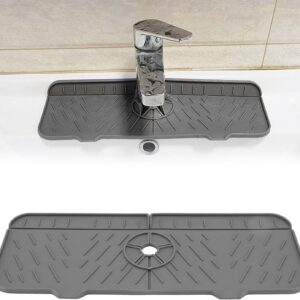 Kitchen Bathroom Silicon Sink Splash 14.7x5.7in Drying Gray Faucet Absorbent Mat Washable Reusable Used Sink Accessories for Kitchen Counter Bathroom Sink Splash Guard Farmhouses(gary)