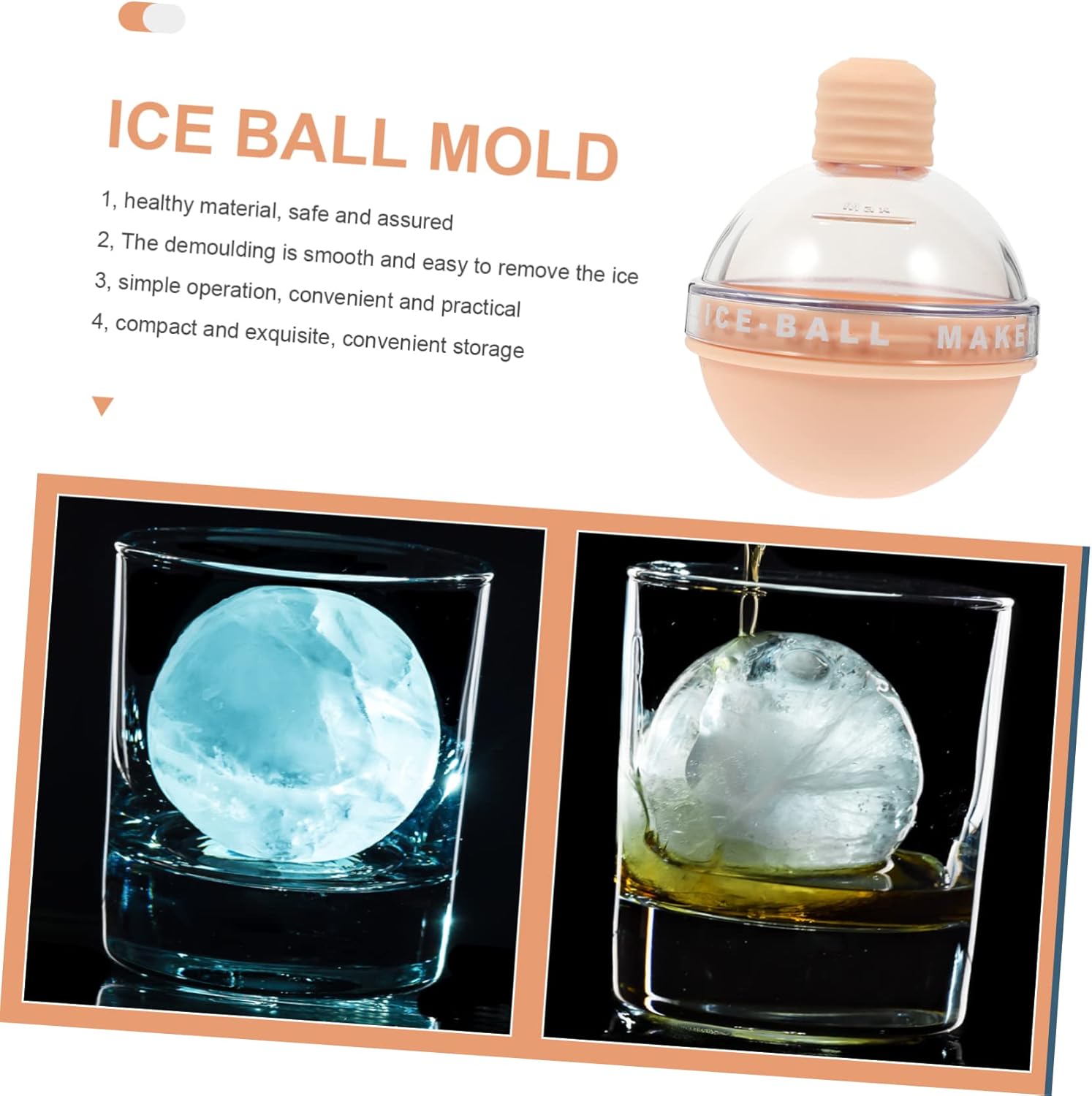 LIFKOME Whiskey Ice Mold Ice Ball Maker Gadget for Home Use Housewarming Present and Design - Image 4