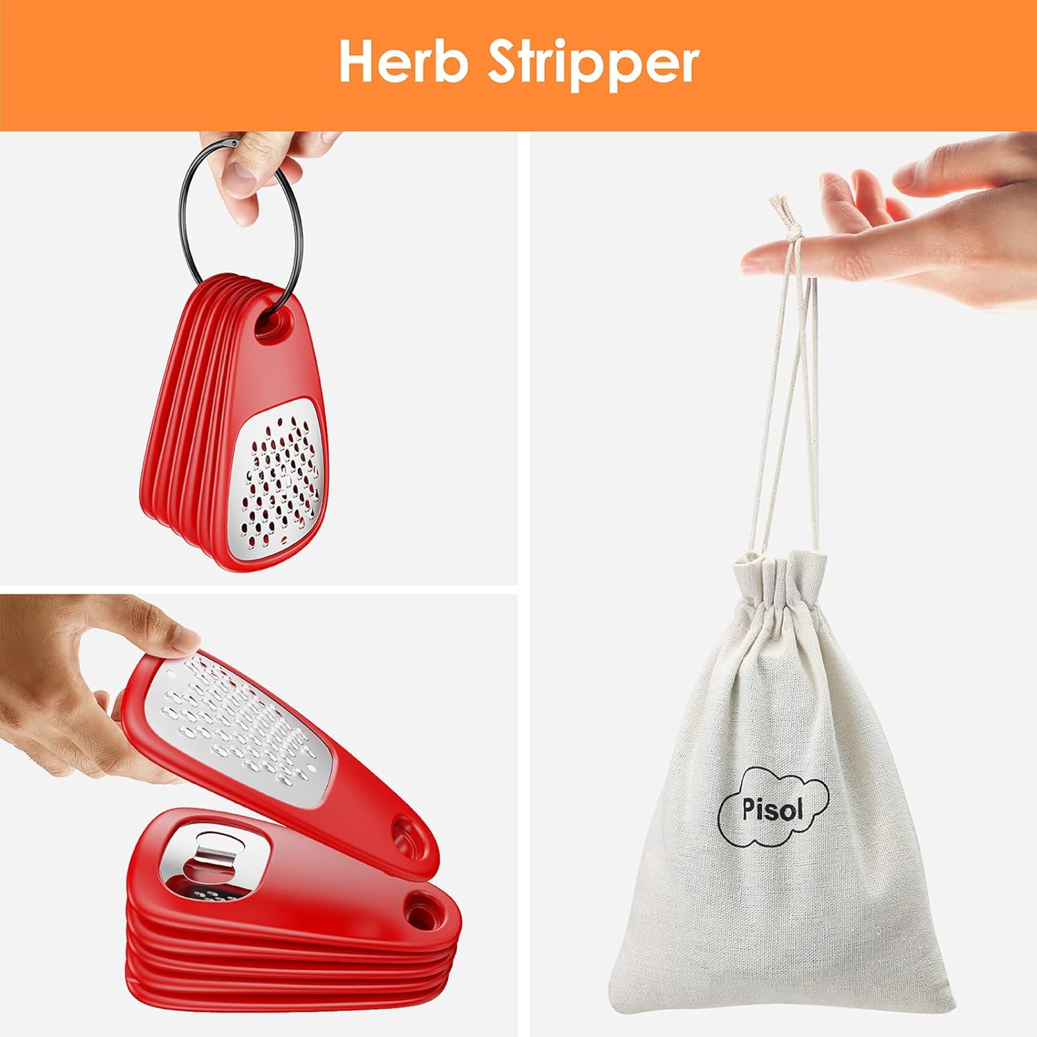 Kitchen Unique Gadgets Set 6 Pieces, Space Saving, Cheese Grater, Bottle Opener, Fruit Vegetable Peeler, Pizza Cutter, Garlic Ginger Grinder, Herb Stripper Gift Set - Image 9