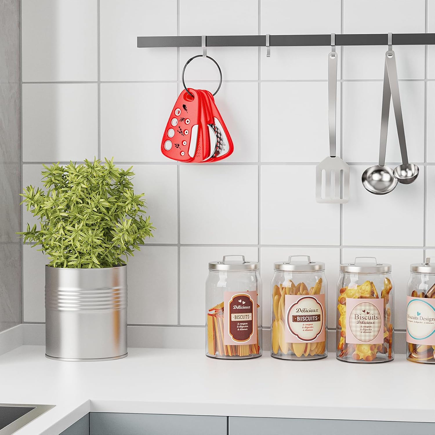 Kitchen Unique Gadgets Set 6 Pieces, Space Saving, Cheese Grater, Bottle Opener, Fruit Vegetable Peeler, Pizza Cutter, Garlic Ginger Grinder, Herb Stripper Gift Set - Image 8