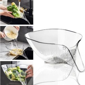 MOTEERLLU Multifunctional Drain Basket with Spout, Kitchen Sink Strainer Drainage Basket Funnel for Food, Kitchen Supplies & Accessories Gadgets for Washing Vegetables & Fruits (Transparent)
