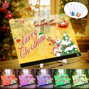 LED Note Board with 6 Colors, Light Up Acrylic Message Board, Large Led Drawing Board, Illuminated Acrylic Notepad with Adjustable Stand and 7 Pens (13.7" × 10")