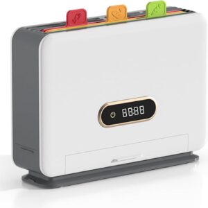 Modern Smart Cutting Boards with Storage Stand, Cleaning Cutting Board Set with 3 Color Coded Cutting, Drying Chopping Board & Knives Organizer,Smart Home Gadgets for Kitchen with Knife Block (White)