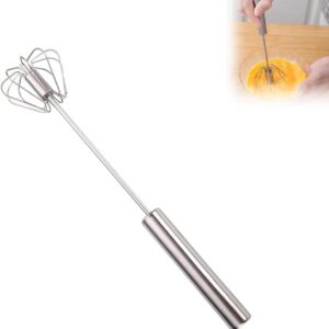 Stainless Steel Semi-Automatic Whisk, Egg Whisk Hand Push Whisk Blender, Hand Push Mixer Stirrer Tool for Cooking Kitchen Home Egg Milk (10 in)