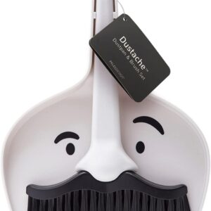 Peleg Design Dustache Small Dustpan and Brush Set, Mini Broom and Dustpan Set, Mustache Design, Small Broom and Dustpan Set, for Home & On-The-Go