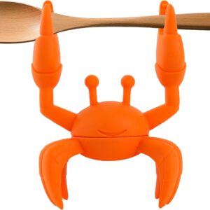 Crab Shaped Spoon Rest for Stove Top, Utensil Holder for Cooking Tools, Housewarming Kitchen Gadget, Heat Resistant Cook Gift, Non-Slip Silicone Kitchen Accessory with Steam Release