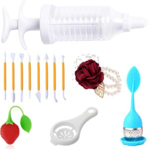 12pcs Home Utensils Kitchen Cooking Utensils, Piping pen Tea filter Cake mold Biscuit mold andom delivery of styles colour, Kitchen Gadgets Utensil household Supplies