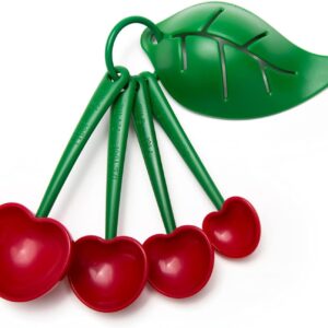 OTOTO Measuring Spoons Set - Teaspoons for Dry & Liquid Ingredients, BPA-free & Dishwasher Safe, Funny Gifts, Baking Accessories, Unique Kitchen Gadgets (Mon Cherry)