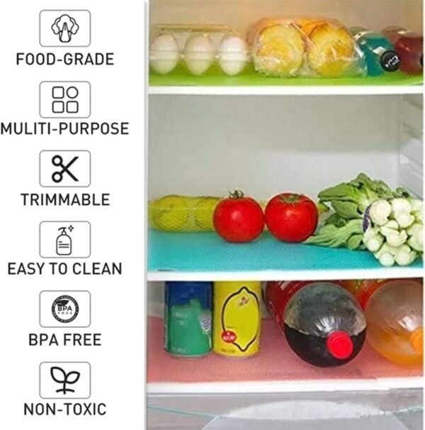 15PCS Shelf Mats Refrigerator Liners Washable Refrigerator Pads Fridge Mats Drawer Placemats Home Kitchen Gadgets Accessories Organization for Top Freezer(5green+5pink+5blue) - Image 2