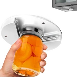 Upgraded Jar Opener,Under Cabinet Jar Opener Tool,Bottle Opener for Seniors,Cap Openers for Arthritis or Weak Hands,One Handed Jar Opener Gadgets,Essential Kitchen Gadgets for Home Assistance,White