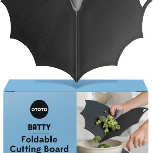 OTOTO Cutting Board - Wooden & Plastic Cutting Boards for Kitchen, Fun & Spooky Kitchen Gadgets, Housewarming & Goth Gifts, Dishwasher Safe (Bat, Plastic)