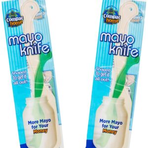 COMPAC HOME Mayo Knife & Jar Scraper Spreader - Plastic Knife Spatula for Scraping Mayonnaise Jars and Spreading Condiments Easily with Little Mess, Helpful Kitchen Gadgets, 2 Count, White
