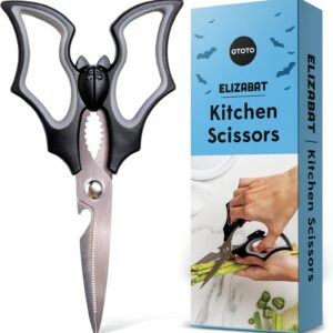 OTOTO Elizabat Kitchen Scissors - Halloween Goth Cute Bat Kitchen Shears, Gothic Scissors Utensils - Spooky Bats Halloween Gifts, Cute Gadgets