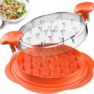Chicken Shredder Large Chicken Breast Shredder Tool Twist with Brush&Fork, Visible Meat Shredder Machine, Anti-Slip Strip, Ergonomic Handle, BPA Free, Suitable for Pork Beef Chicken(Orange)