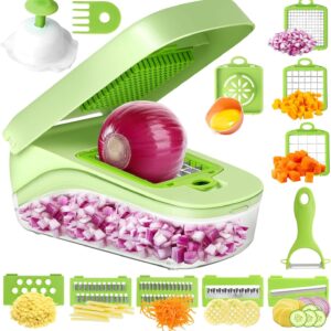Vegetable Chopper,Onion Chopper, 17 in 1 Professional Mandoline Slicer for Kitchen,Multifunctional Food Chopper,Cheese Grater,Veggie Chopper with Container - Kitchen Gadgets - Home Essentials
