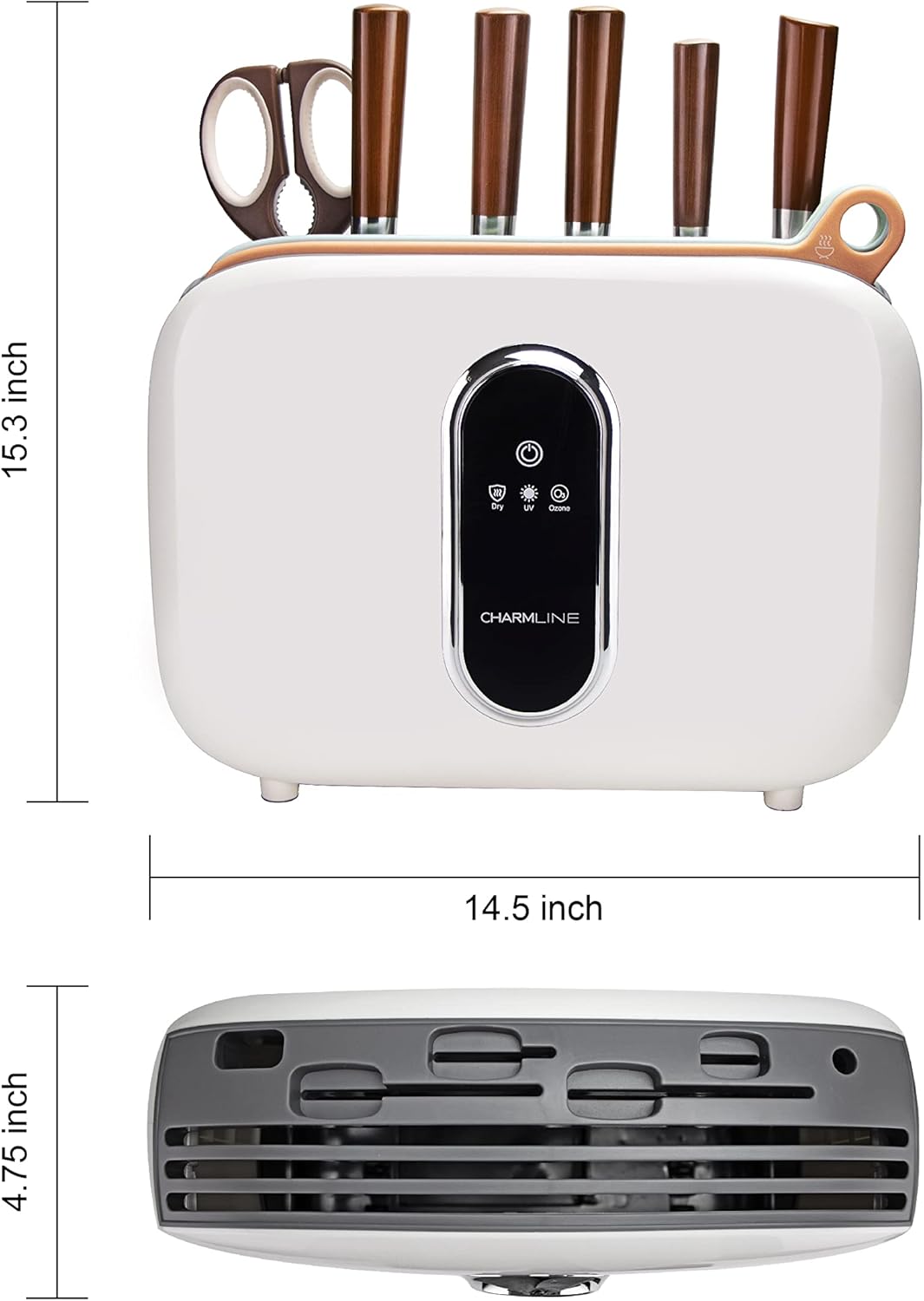 Charmline Smart Cutting Board and Knife Set with Holder, Double Cleaning and Drying Function, Space Saving Smart Home Gadgets, Keeping Kitchen Clean and Tidy, Brown - Image 2