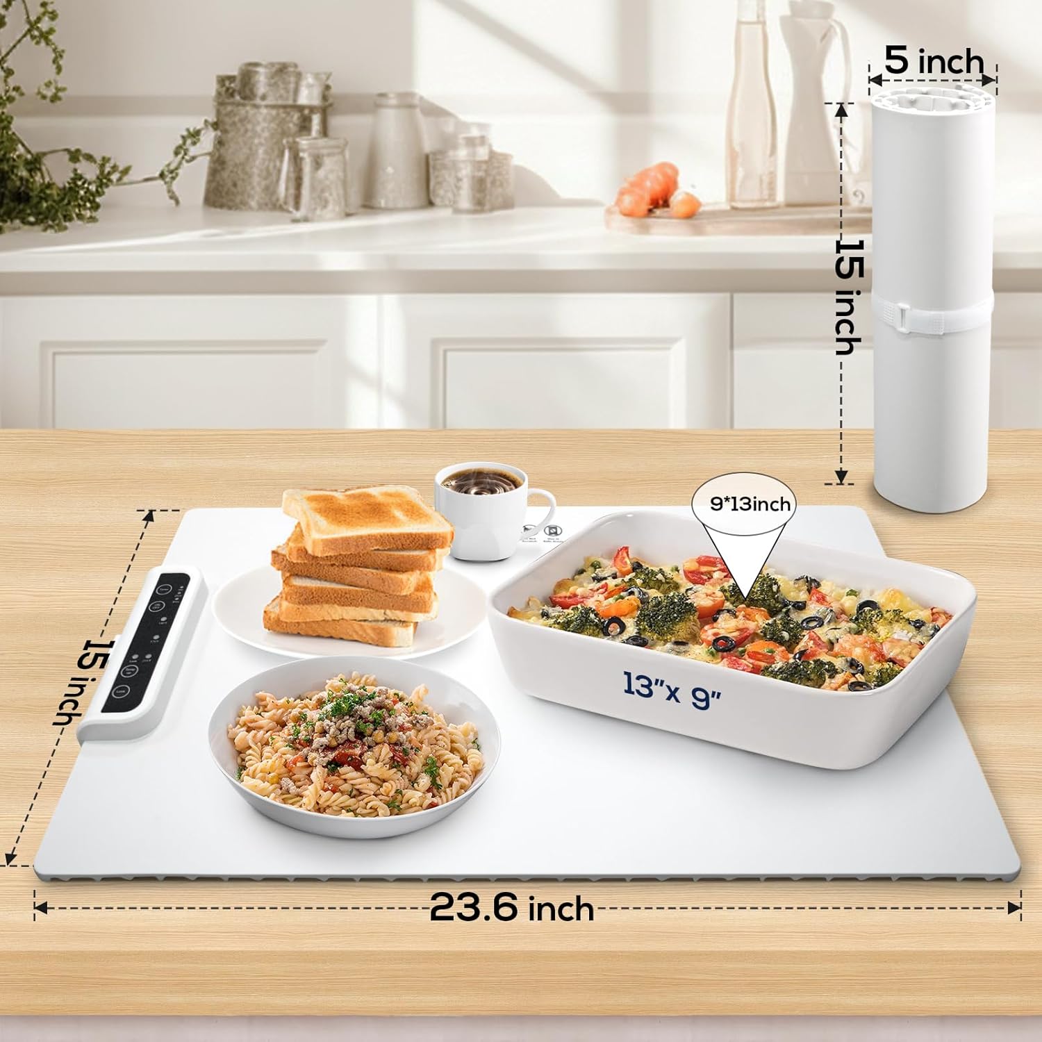 Kitchen Gadgets Portable Food Warmers: Roll Up Silicone Heating Mat for Food - Foldable Electric Warming Tray Party Essentials Hot Plate Keep Food Warm Heating Trays for Parties Buffet Serving Food - Image 7