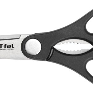 T-fal Ice Force German Stainless Steel Kitchen Scissors 6 Inch, Long Lasting Sharpness, High Cutting Precision, Superior Durability, Ultra Sharp, Cook Tool, Cookware Kitchen Gadget, Home, Black