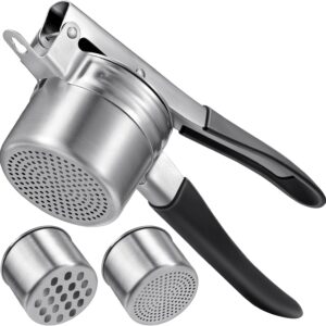 Potato Ricer, Sopito Stainless Steel Potato Masher with 2 Interchangeable Cups for Mashed Potatoes, Heavy Duty Kitchen Gadget for Home Use