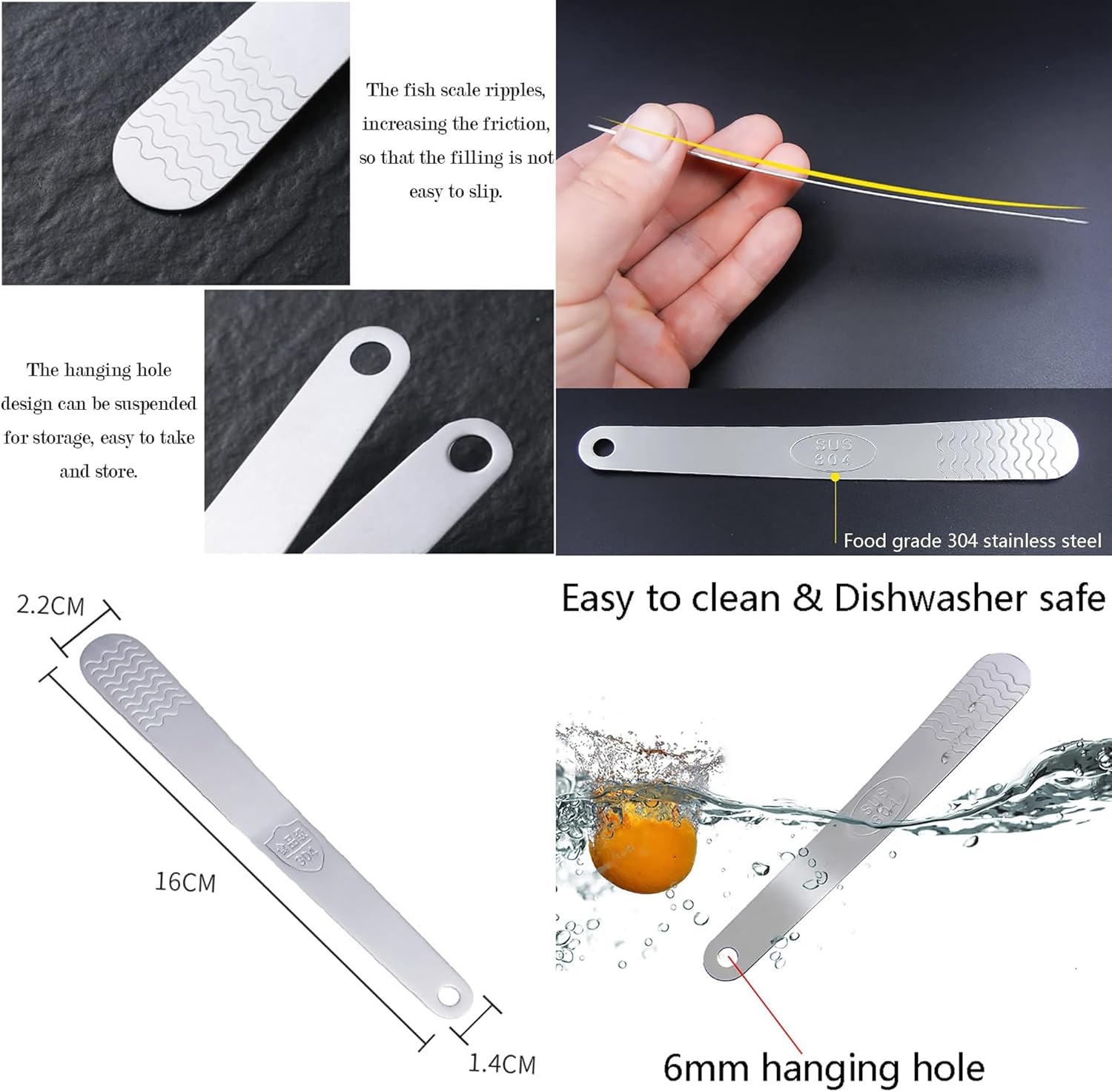 Stainless Steel Dumpling Stuffing Spoon, Food-Grade 304 Stainless Steel Filling Mixing Spoon, Ideal for Dumpling, Wonton, Ravioli Filling & More, Kitchen Gadgets for Home and Restaurant (5 PCS) - Image 2