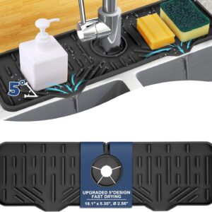 Silicone Sink Faucet Drying Mat Kitchen Sink Faucet Splash Guard Faucet Handle Drip Catcher Tray, Dish Sponge Holder Kitchen Sink Accessories Sink Protector Home Kitchen Organization Gadgets Organizer