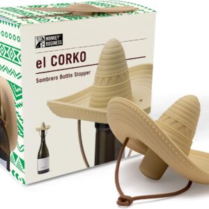 Silicone Wine Stopper/Fun Sombrero shaped cap seals bottle and keeps wine fresh/Cute Wine Accessories/ Kitchen Gadgets/el Corko Bottle Stopper by Monkey Business