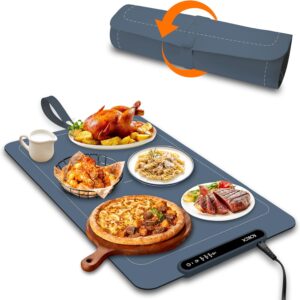 Food Warming Mat,Electric Warming Tray Food Warmer With Adjustable Temperature,Rollable Potable Silicone Heating Mat for Food,Versatile Kitchen Gadgets Home Essentials for Buffet Party Gathering