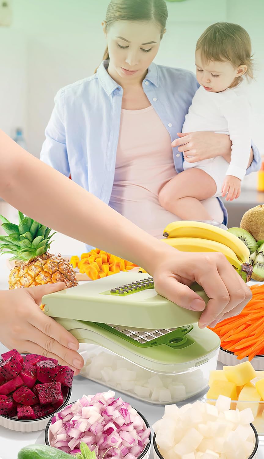 Vegetable Chopper,Onion Chopper, 17 in 1 Professional Mandoline Slicer for Kitchen,Multifunctional Food Chopper,Cheese Grater,Veggie Chopper with Container - Kitchen Gadgets - Home Essentials - Image 6