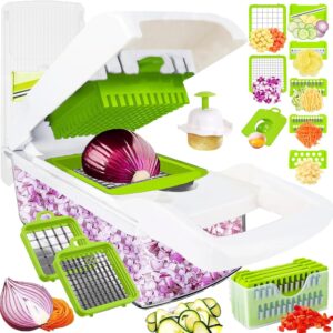 Pro-Series 16-in-1 Vegetable Chopper, Dewpeton Mandoline Slicer, Veggie Chopper, Food Chopper with Container, Vegetable Cutter Chopper & Spiralizer for Onion Salad (Home Essential Gadget & Kitchen)