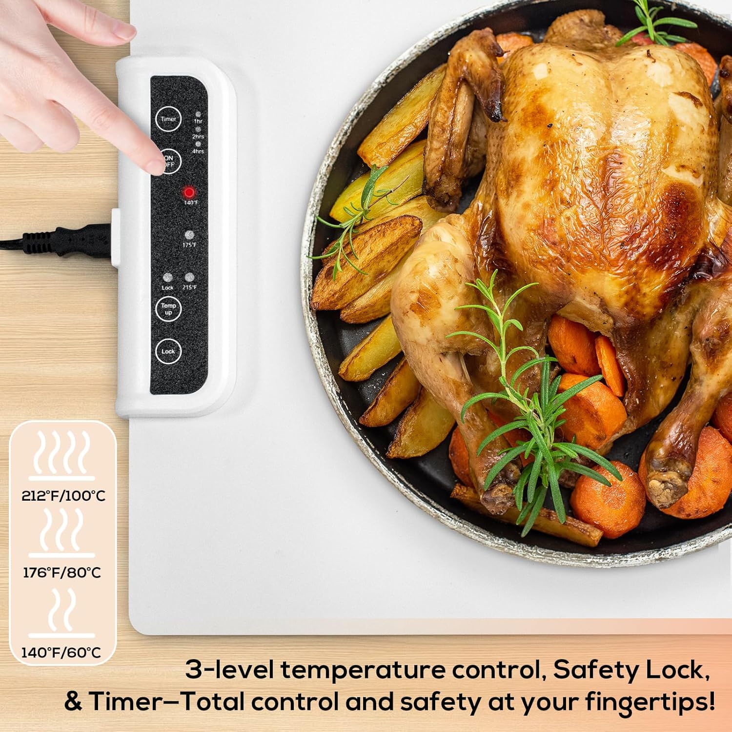 Kitchen Gadgets Portable Food Warmers: Roll Up Silicone Heating Mat for Food - Foldable Electric Warming Tray Party Essentials Hot Plate Keep Food Warm Heating Trays for Parties Buffet Serving Food - Image 3